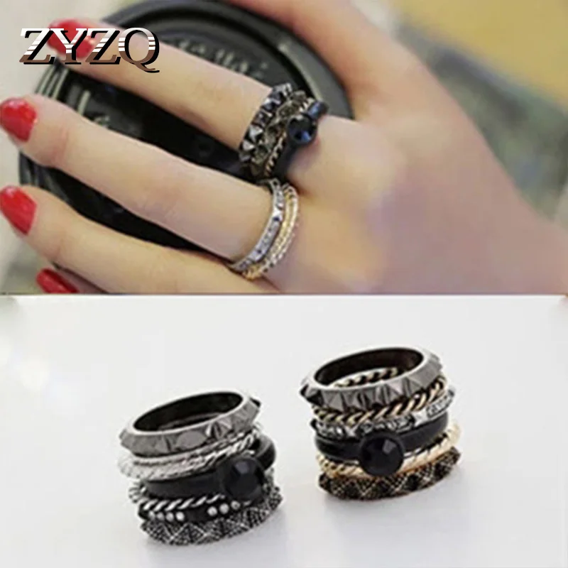 ZYZQ Vintage Hyperbole Women Accessories Jewelry Ring Set Black Series Euro Style Six-Pieces With Stone Setting Wholesale Lots
ZYZQ Vintage Hyperbole Women Accessories Jewelry Ring Set Black Series Euro Style Six-Pieces With Stone Setting Wholesale Lots