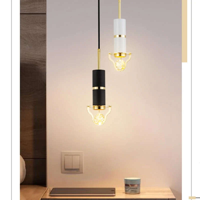 

Современная хрустальная светодиодная Подвесная лампа для дома, столовой, кухни, черный потолочный светильник, Скандинавская люстра, подвесное освещение для ресторана