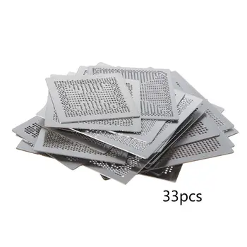 33Pcs/set Direct Heat Graphics Card Stencils for IN-TEL/for NVIDIA/for ATI Video Chips Steel BGA Reballing Stencil
33Pcs/set Direct Heat Graphics Card Stencils for IN-TEL/for NVIDIA/for ATI Video Chips Steel BGA Reballing Stencil