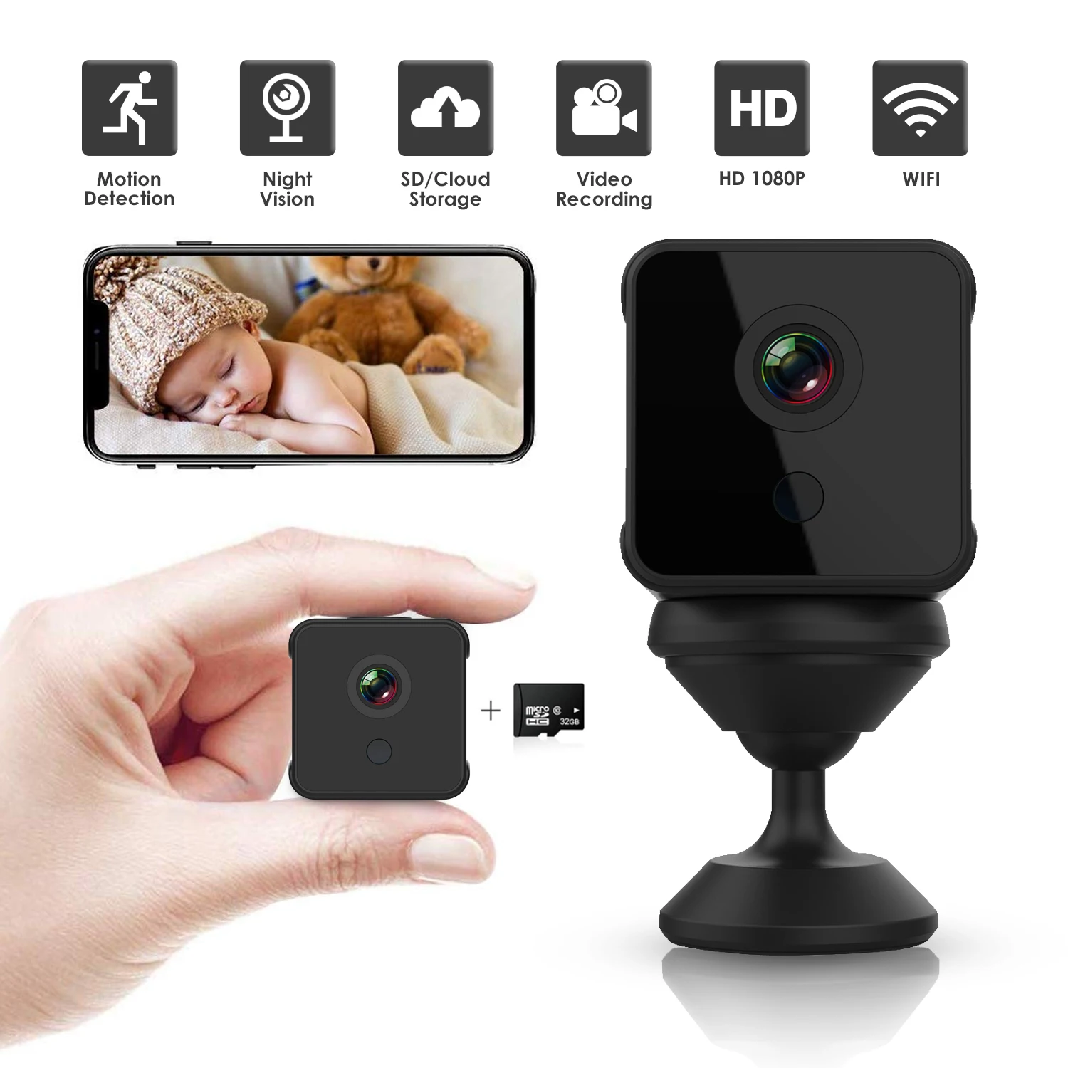 Baby Monitor WiFi Cry Alarm IP Camera Wireless Video Mini Camcorder Night Vision Motion Detection Cam Recorder Home Surveillance
Baby Monitor WiFi Cry Alarm IP Camera Wireless Video Mini Camcorder Night Vision Motion Detection Cam Recorder Home Surveillance
