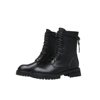 Cross-tied Genuine Leather Punk Motorcycle Boots Women Ankle Boots Autumn Winter 4cm med Heels Shoes Woman size 40 41 42
Cross-tied Genuine Leather Punk Motorcycle Boots Women Ankle Boots Autumn Winter 4cm med Heels Shoes Woman size 40 41 42
