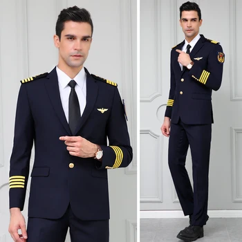 High Quality Men Slim Fit Military Uniform Ship Salior Captain Pilot Suit Suits Male Party Luxury Clothing Performance Costume
High Quality Men Slim Fit Military Uniform Ship Salior Captain Pilot Suit Suits Male Party Luxury Clothing Performance Costume