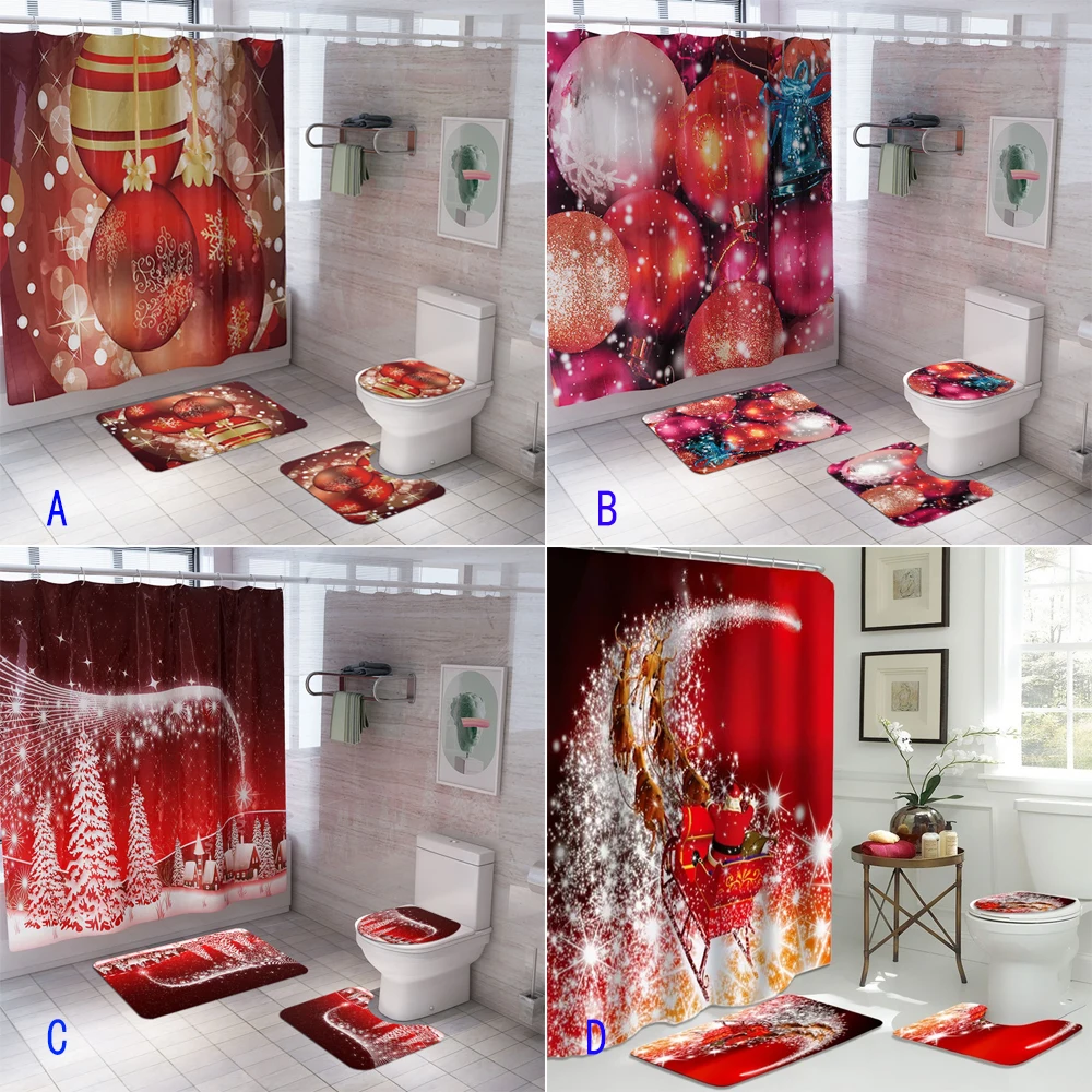 Glitter Balloon 3D Shower Curtain Merry Christmas Bathroom Sets Santa Claus Reindeer Snowflake Toilet Cover Mat Non Slip Rug Set
Glitter Balloon 3D Shower Curtain Merry Christmas Bathroom Sets Santa Claus Reindeer Snowflake Toilet Cover Mat Non Slip Rug Set