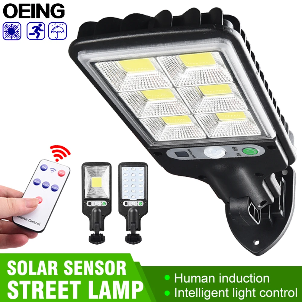 

LED Solar Sensor Lights Outdoor Solar Wall Lamp With Remote 3Modes Waterproof PIR Inductie Street Light Garden Patio Path Yard