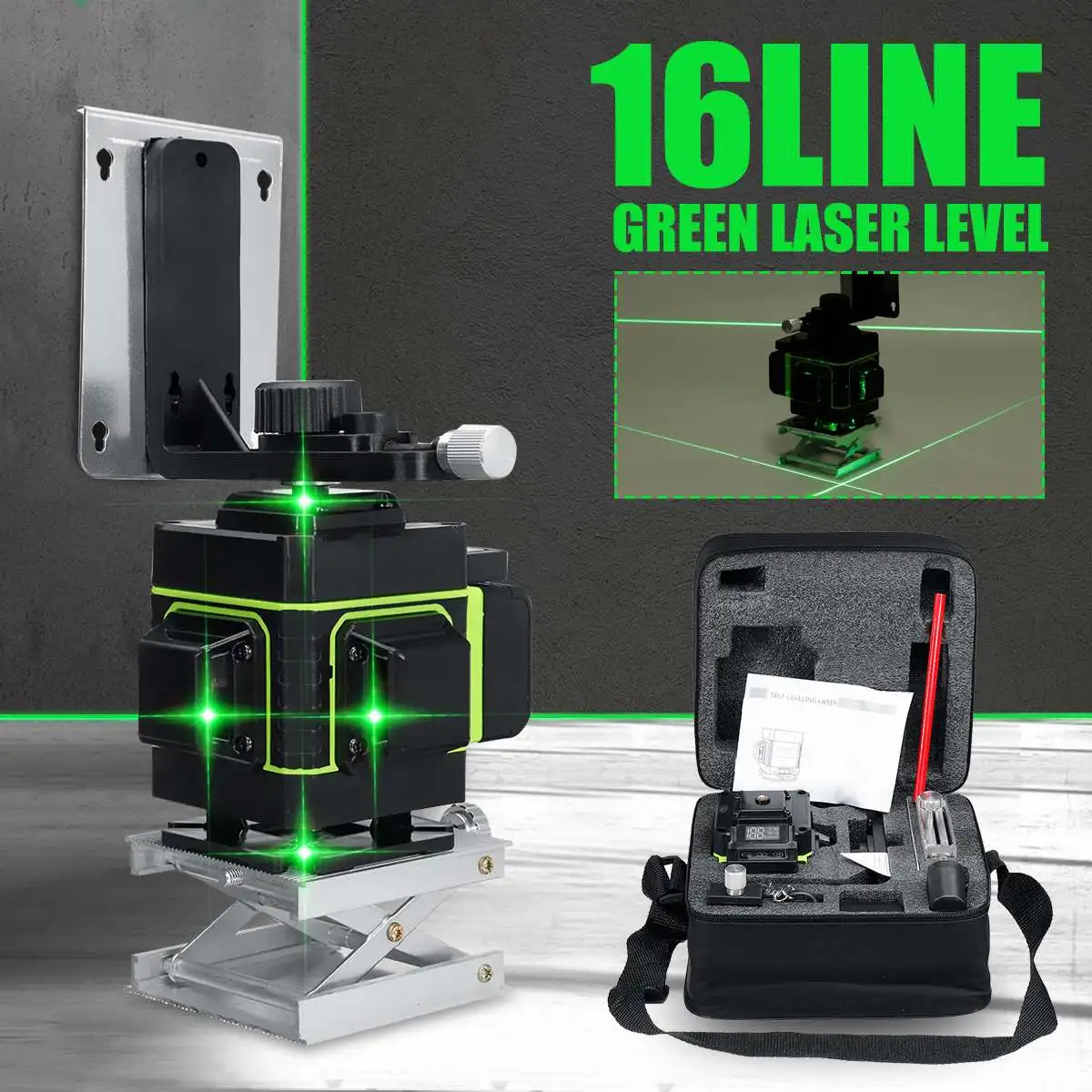 Waterproof Portable 12-line/16-line Laser Level Auto-leveling 360-Degree Rotating and Vertical Cross-laser Positioning Tool
Waterproof Portable 12-line/16-line Laser Level Auto-leveling 360-Degree Rotating and Vertical Cross-laser Positioning Tool