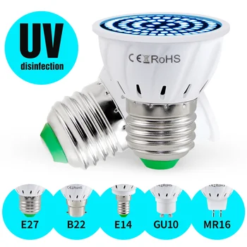 

E14 UVC Disinfection Sterilizer Ozone E27 UV-C Lamp Germ Killer 48/60/80leds Bulb LED Lamp GU10 LED Germicidal MR16 220V Light