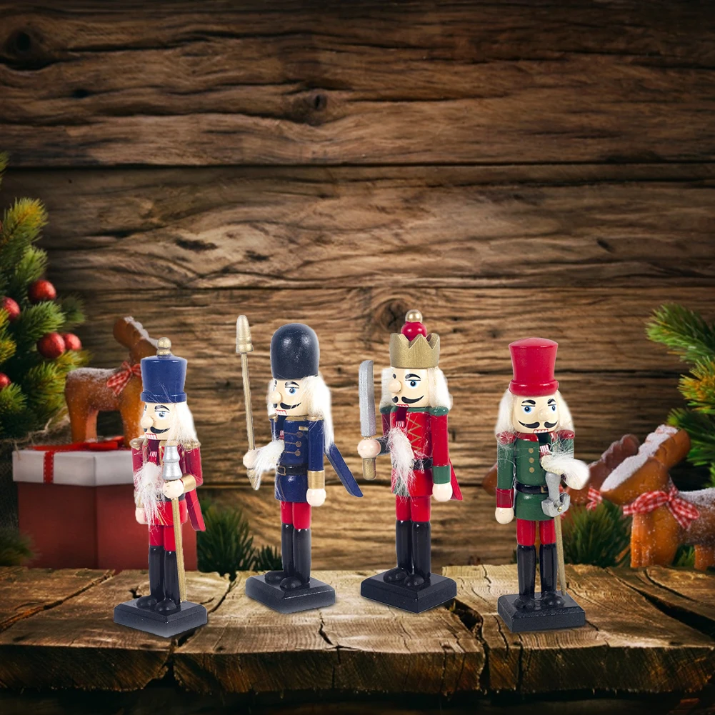 4pcs wooden nutcracker doll soldier handmade puppet for