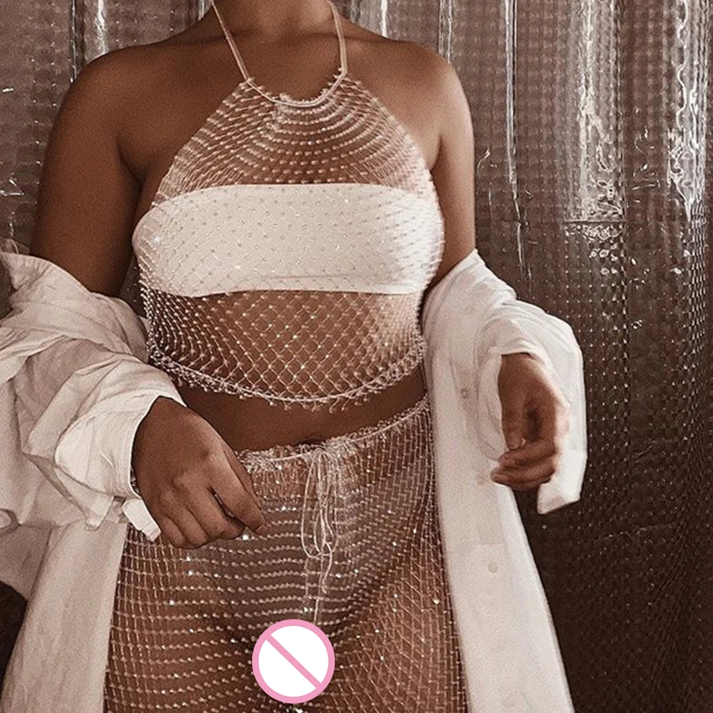 Women Cover Up Rhinestone Fishnet Mesh Swim Travel Shiny Party Halterneck Two Pieces Beach Summer Beautiful Sexy Fashion
Women Cover Up Rhinestone Fishnet Mesh Swim Travel Shiny Party Halterneck Two Pieces Beach Summer Beautiful Sexy Fashion