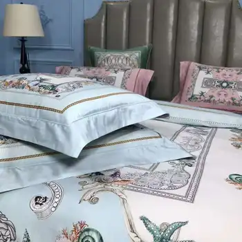 Blue Pink Duvet Cover Bed Sheet Home Textile King Queen Size Juego De Cama European New Design Palace Bedding Set A Set of 4
Blue Pink Duvet Cover Bed Sheet Home Textile King Queen Size Juego De Cama European New Design Palace Bedding Set A Set of 4