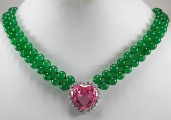 lady's fashionalbe accessory! Pretty 2 rows green & red jade necklace inlaid crystal heart pendant
lady's fashionalbe accessory! Pretty 2 rows green & red jade necklace inlaid crystal heart pendant