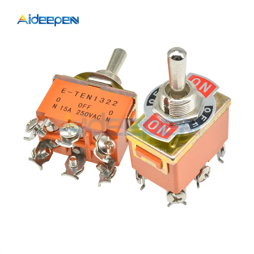 Orange 6-Pin ON-OFF-ON Toggle Switch 15A 250V 3 Position Mini Switches E-TEN1322 Tool Copper Contact with Waterproof Cap
Orange 6-Pin ON-OFF-ON Toggle Switch 15A 250V 3 Position Mini Switches E-TEN1322 Tool Copper Contact with Waterproof Cap