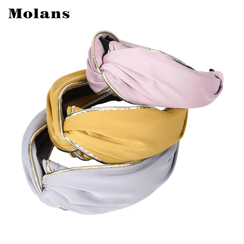 Женские Сатиновые ободки для волос MOLANS ободок с золотым ободком аксессуары на