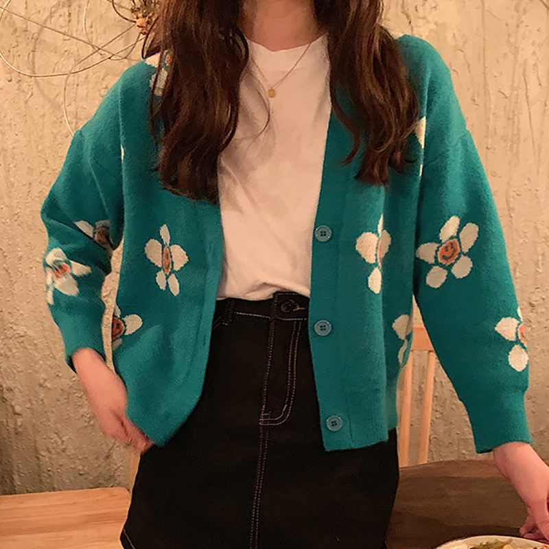 shintimes Korean Style Flower Knitted Cardigans Sweater Women V-Neck Loose Elegaht Thicked Pulls Femme Print Short Casual Coat
shintimes Korean Style Flower Knitted Cardigans Sweater Women V-Neck Loose Elegaht Thicked Pulls Femme Print Short Casual Coat