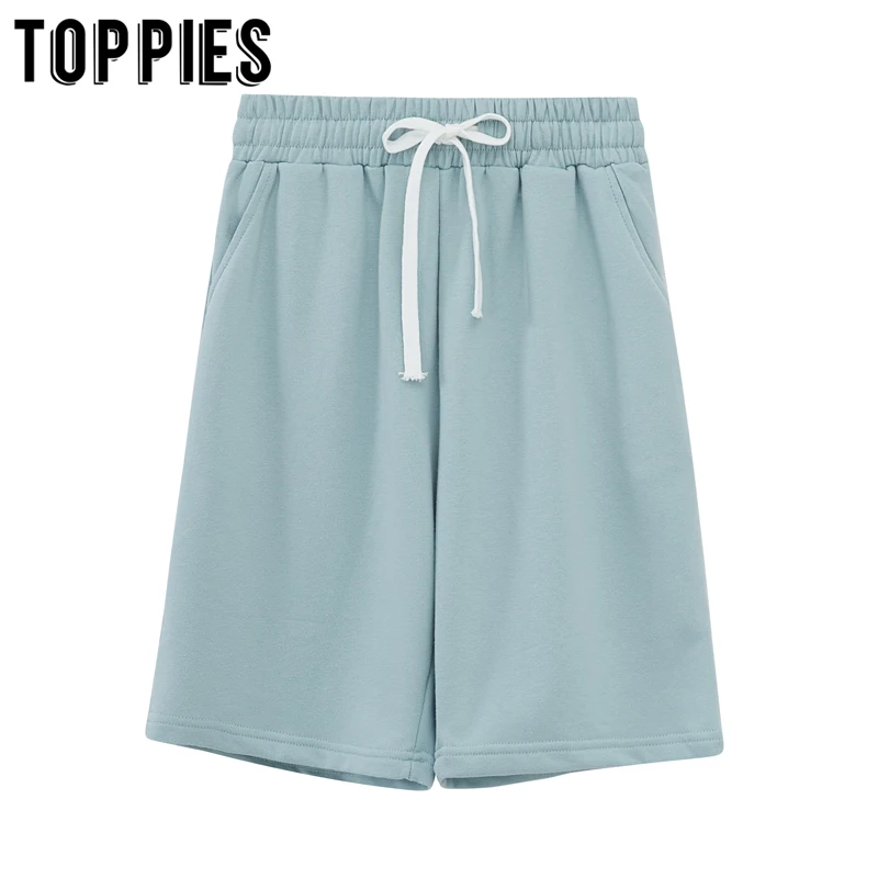 toppies summer two piece set women tracksuits solid color sweatshirts bermuda shorts elastic waist