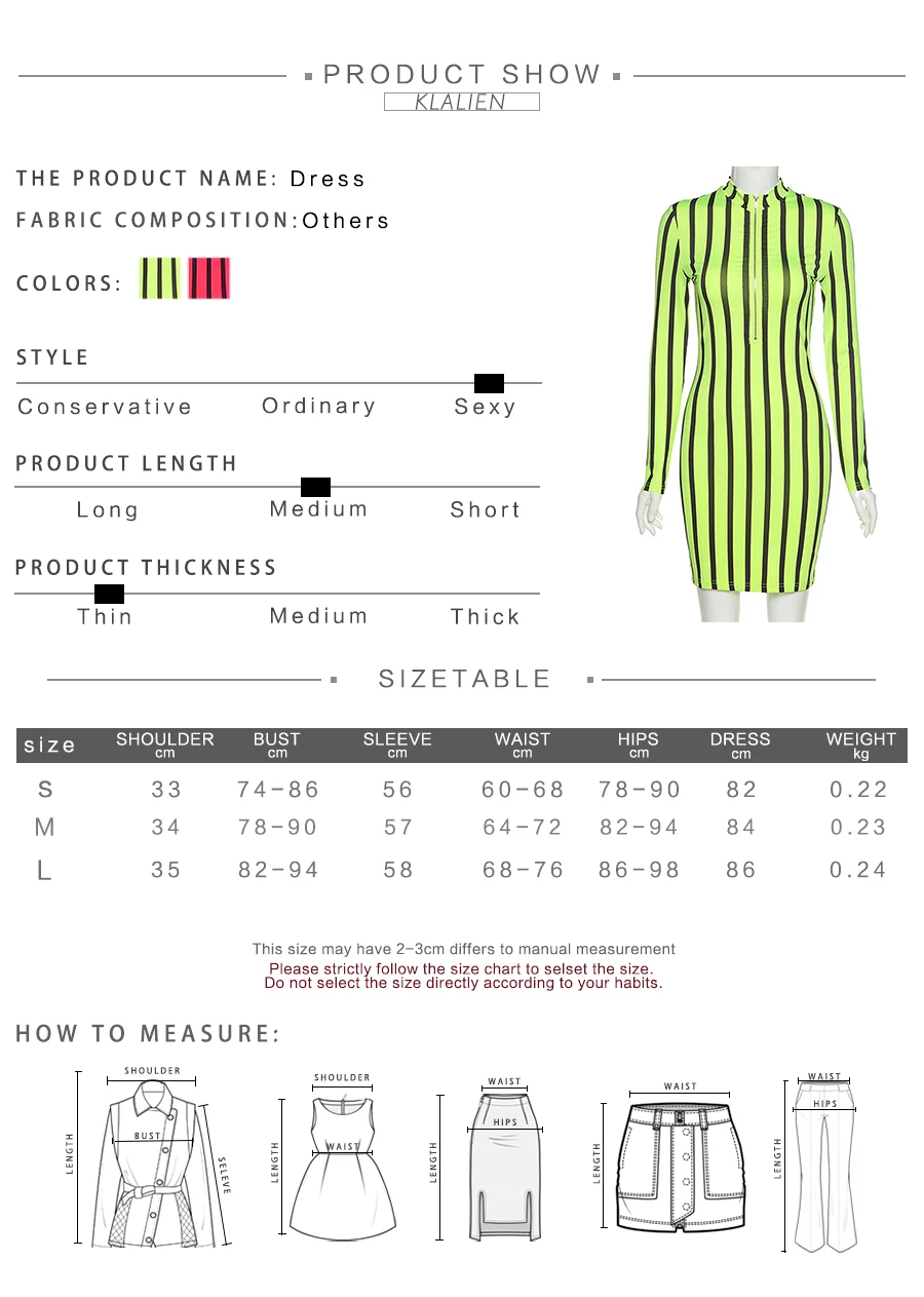 KLALIEN spring fall long sleeve turtleneck zipper fashion casual dress women high street striped mini bodycon dress 2020 new