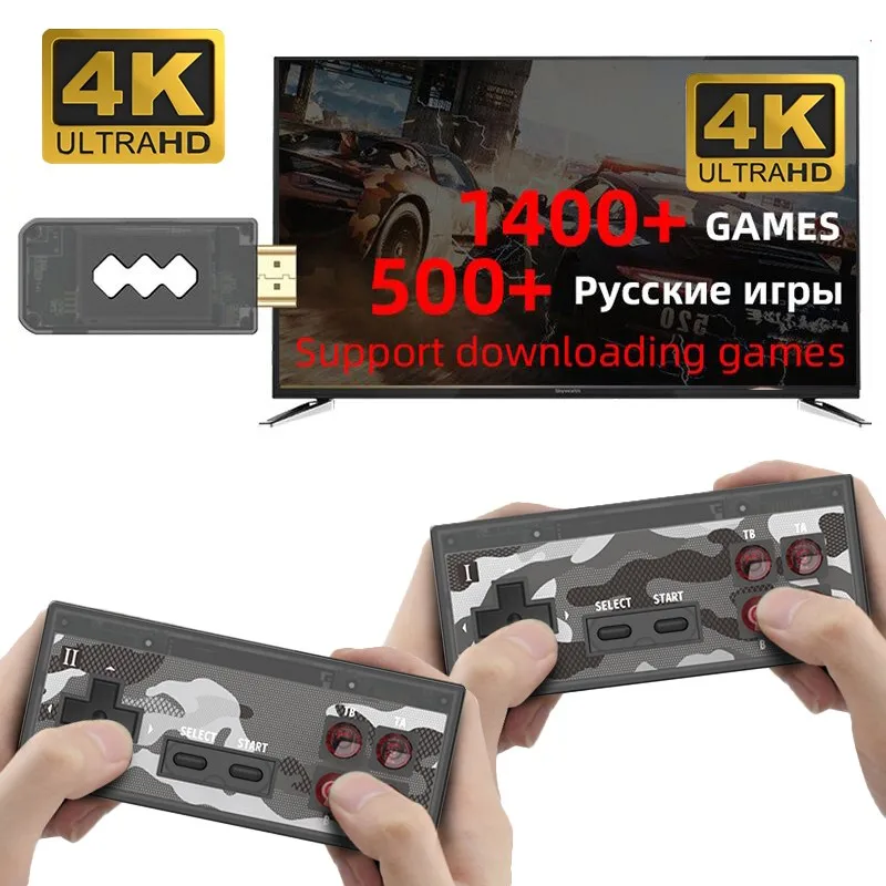 USB Wireless Handheld TV Video Game Console Build In 1400 Classic Game 4K 8 Bit Mini Video Console Support HDMI Output
USB Wireless Handheld TV Video Game Console Build In 1400 Classic Game 4K 8 Bit Mini Video Console Support HDMI Output