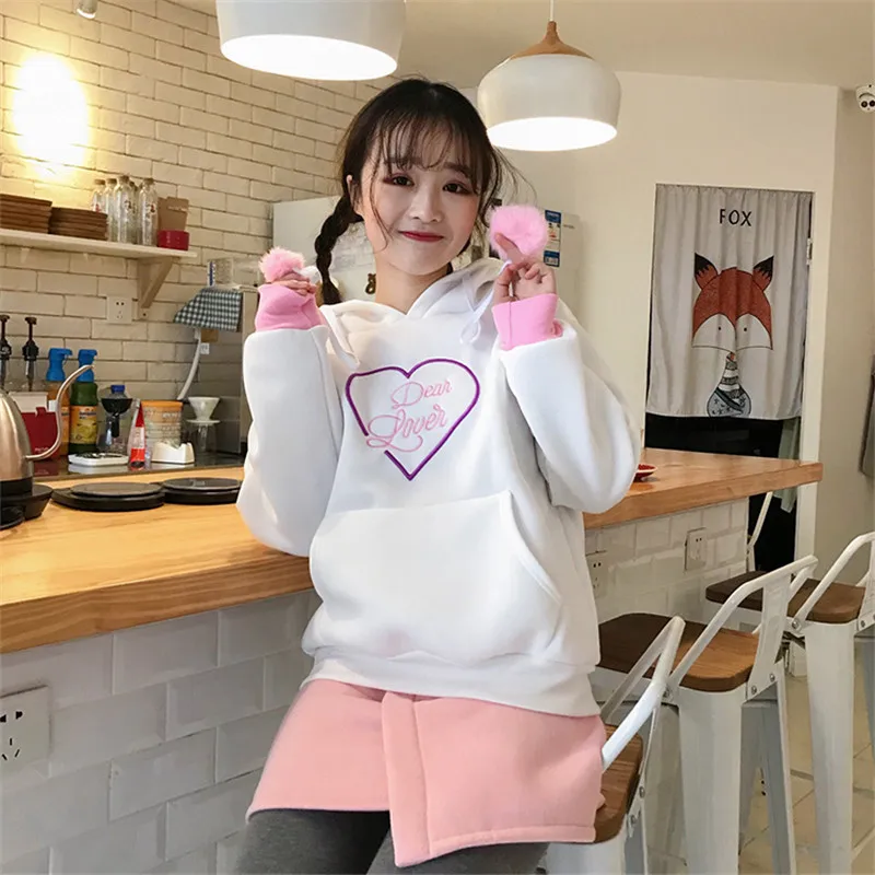 Lychee Sweet Long Sleeve Hairball Women Pullovers Ear Lady Hooded Sweatshirt Tracksuit Heart Letter Embroidery Lady Hoodies
Lychee Sweet Long Sleeve Hairball Women Pullovers Ear Lady Hooded Sweatshirt Tracksuit Heart Letter Embroidery Lady Hoodies