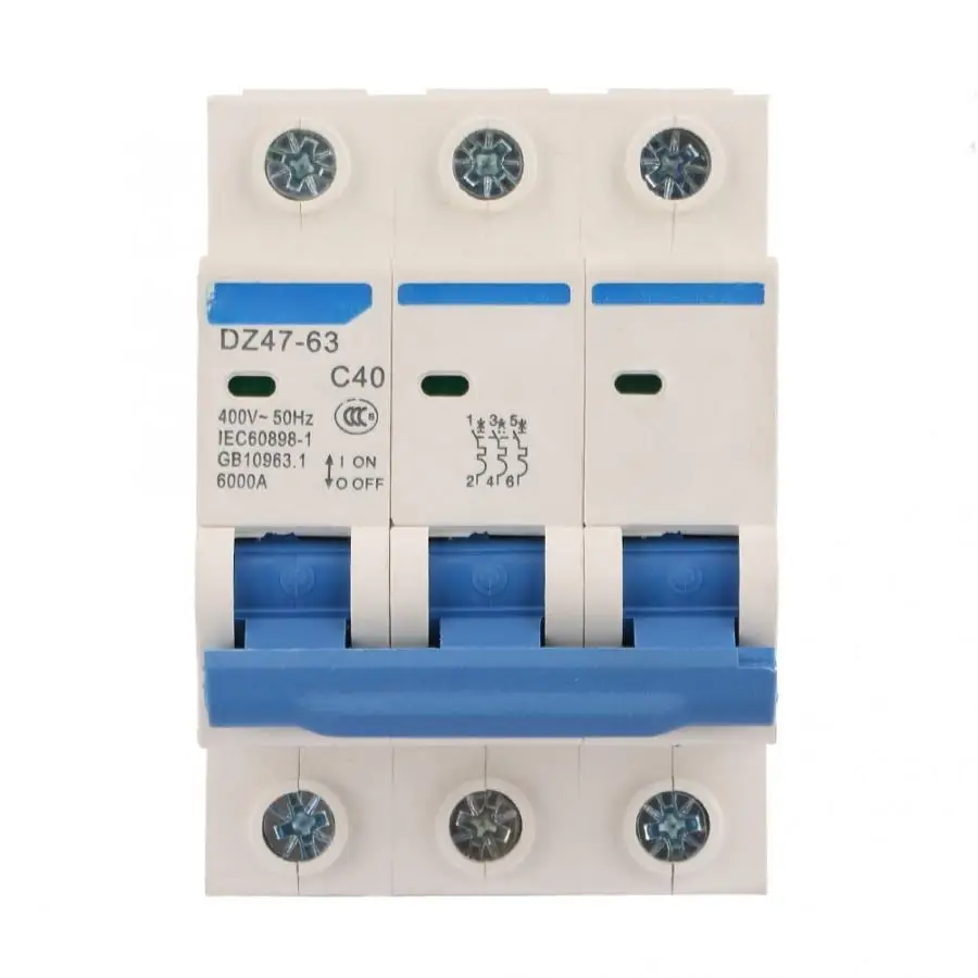 3P Miniature Circuit Breaker DZ47-63 40A 400V mini air switch Circuit Breaker with Over Current Leakage Protection
3P Miniature Circuit Breaker DZ47-63 40A 400V mini air switch Circuit Breaker with Over Current Leakage Protection