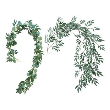 2Meter Artificial Eucalyptus Leaves Vine Greenery Garland & 1.8M Artificial Fake Eucalyptus Willow Leaves Green Plants Simulatio
2Meter Artificial Eucalyptus Leaves Vine Greenery Garland & 1.8M Artificial Fake Eucalyptus Willow Leaves Green Plants Simulatio