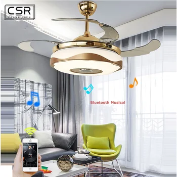 Musical Ceiling Fan Light Mobile Phone APP Bluetooth Remote Control Modern 42 inch Invisible Bedroom Fan Lamp Indoor Lighting
Musical Ceiling Fan Light Mobile Phone APP Bluetooth Remote Control Modern 42 inch Invisible Bedroom Fan Lamp Indoor Lighting