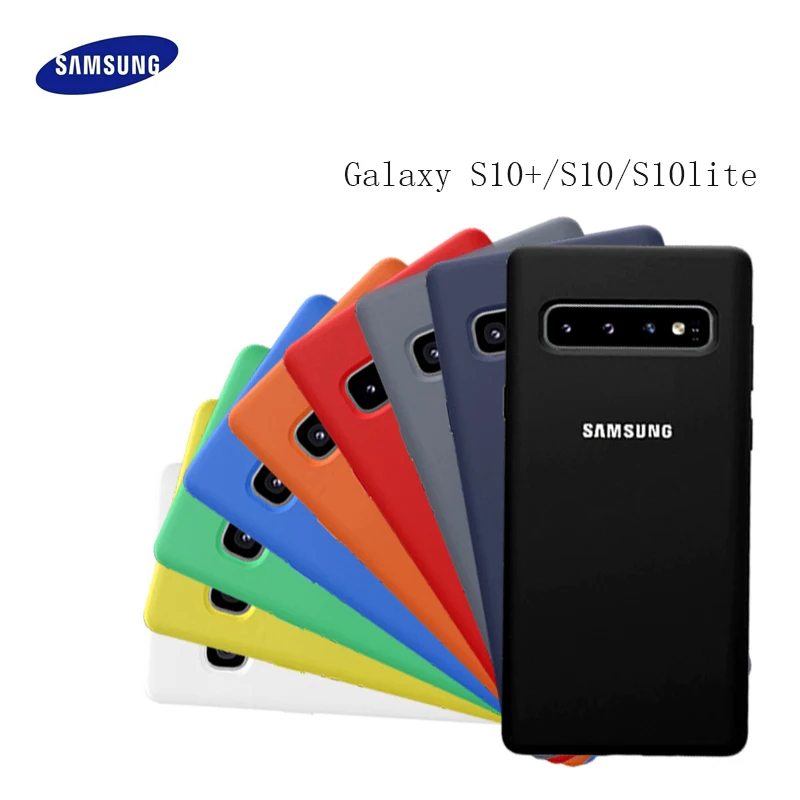 Оригинальный жидкий силиконовый чехол для Samsung Galaxy S10 Plus шелковистая мягкая на