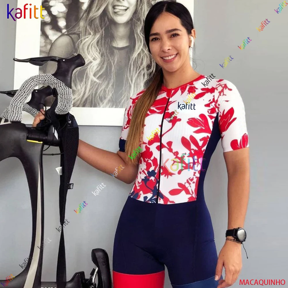 

2022 Kafitt Women's Fashion Cycling Clothes Triathlon Skinsuit Sets Macaquinho Ciclismo Feminino 20D Gel Pad Bike Jumpsuit Kits