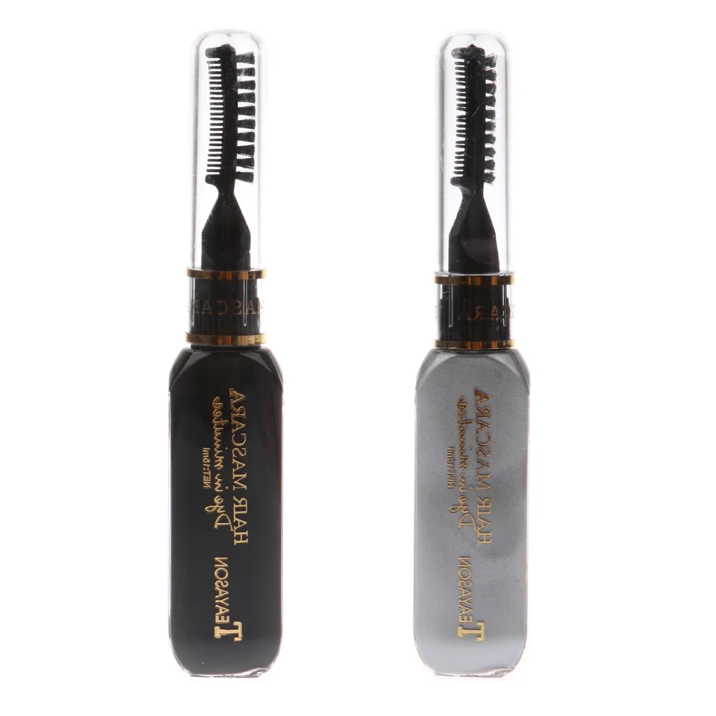 2 Bottles Professional Hair Dye Temporary Hair Color Stick Non-toxic Salon Diy Hair Dyeing Mascara (Black+Gray) 2 Bottles Professional Hair Dye Temporary Hair Color Stick Non-toxic Salon Diy Hair Dyeing Mascara (Black+Gray)