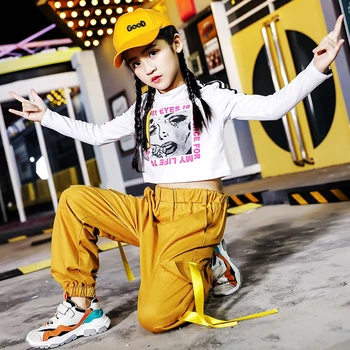 Children Jazz Dance Performance Costumes New Hiphop Dance Long Sleeve Shirt Yellow Pants Modern Street Dance Stage Outfit VO102 
Children Jazz Dance Performance Costumes New Hiphop Dance Long Sleeve Shirt Yellow Pants Modern Street Dance Stage Outfit VO102