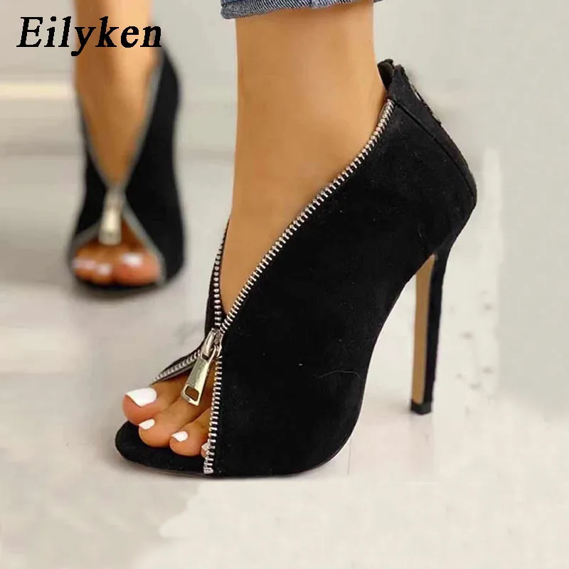 Eilyken Summer High Quality Fashion Flock Peep Toe V Strap Zip Stiletto Heels Sexy Ankle Sandals Boots Black Pumps Size 35-40
Eilyken Summer High Quality Fashion Flock Peep Toe V Strap Zip Stiletto Heels Sexy Ankle Sandals Boots Black Pumps Size 35-40