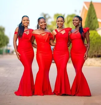 2020 Cheap Red African Mermaid Bridesmaid Dresses Off The Shoulder Garden Country Wedding Guest Gowns Formal Prom Dress
2020 Cheap Red African Mermaid Bridesmaid Dresses Off The Shoulder Garden Country Wedding Guest Gowns Formal Prom Dress