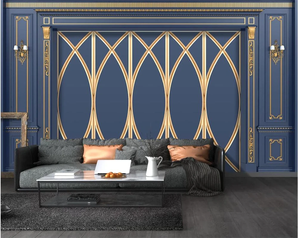 3d современная отделка интерьера новый европейский стиль светильник роскошный Золотой резной фон обои