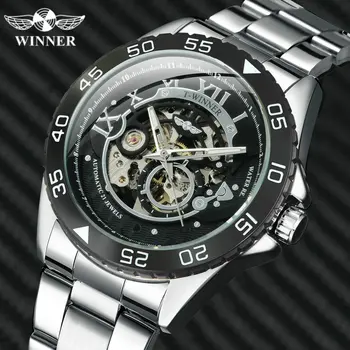 WINNER Official Automatic Watch Men Skeleton Mechanical Mens Watches Brand Luxury Stainless Steel Strap Charm Dress Wristwatches 
WINNER Official Automatic Watch Men Skeleton Mechanical Mens Watches Brand Luxury Stainless Steel Strap Charm Dress Wristwatches
