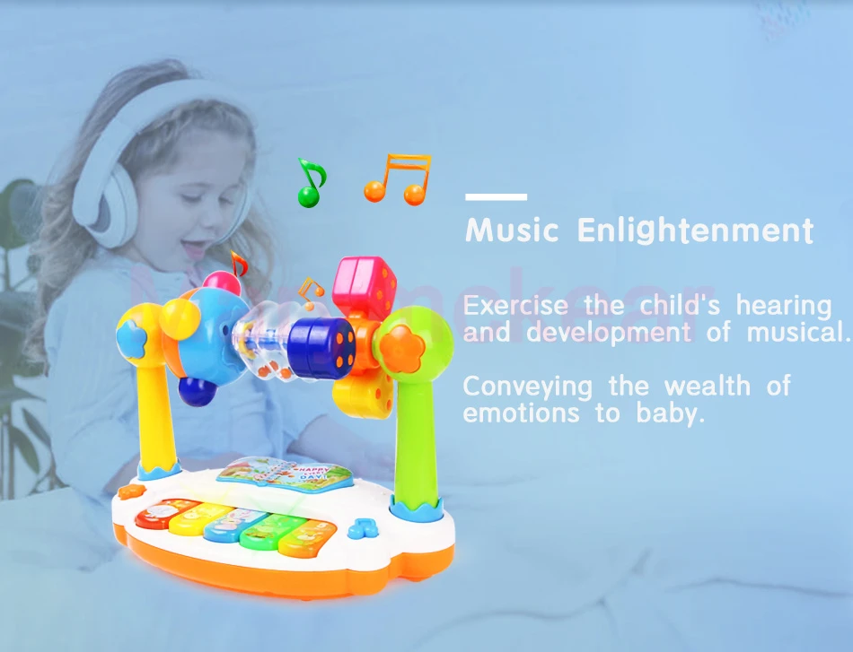 Baby Multi-functional Rattles Cute Educational Toys with Music Light Toddler Developmental Musical Toy Newborn Birthday Gifts