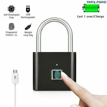 Smart Fingerprint Lock USB Rechargeable Fingerprint Padlock Quick Unlock Zinc Alloy Metal Self Developing Chip for Door Luggage
Smart Fingerprint Lock USB Rechargeable Fingerprint Padlock Quick Unlock Zinc Alloy Metal Self Developing Chip for Door Luggage