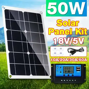50W Solar Panel Dual USB Output Solar Cells Poly Solar Panel 10/20/30/40/50A Controller for Car Yacht 12V Battery Boat Charger
50W Solar Panel Dual USB Output Solar Cells Poly Solar Panel 10/20/30/40/50A Controller for Car Yacht 12V Battery Boat Charger