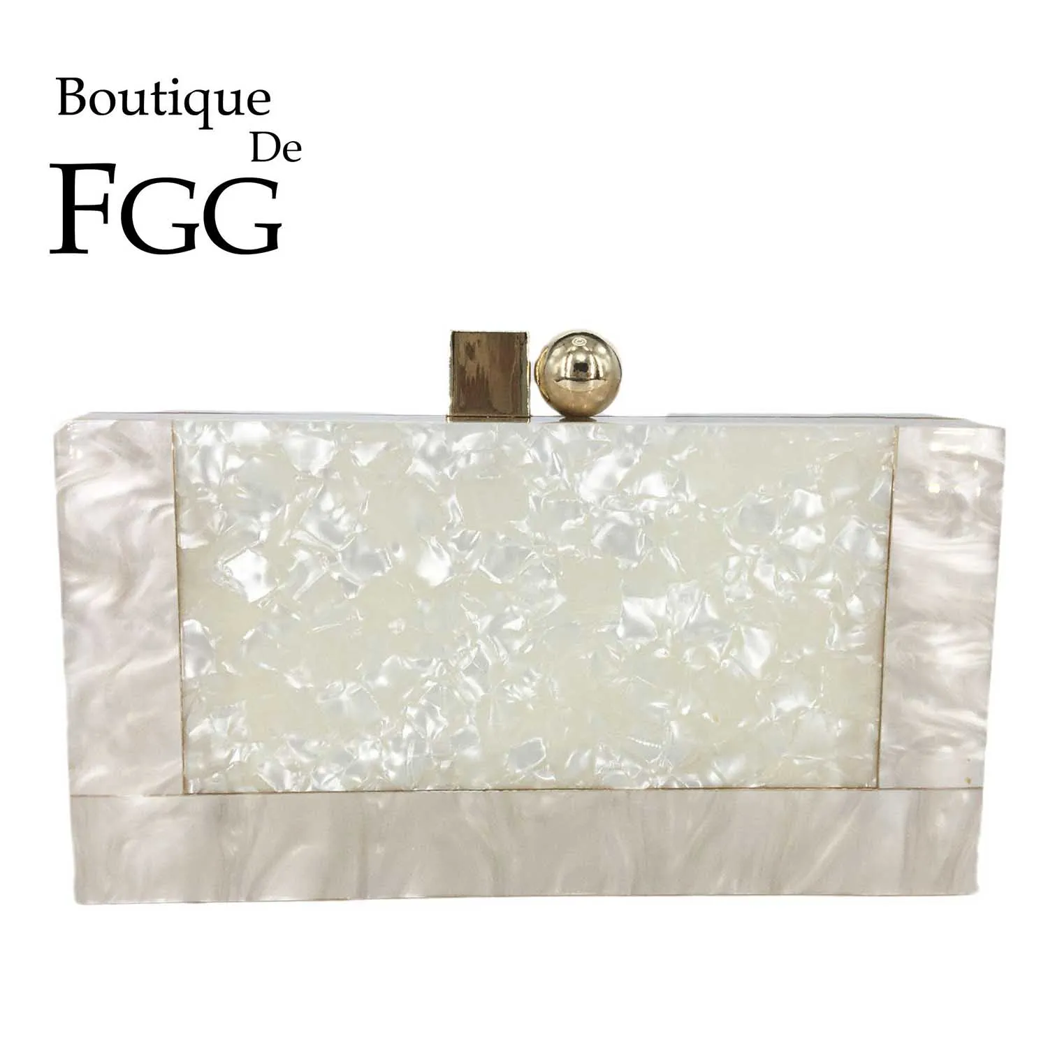 

Boutique De FGG Marble Print Women Acrylic Box Clutch Evening Handbags Ladies Party Dinner Chain Shoulder Crossbody Bag