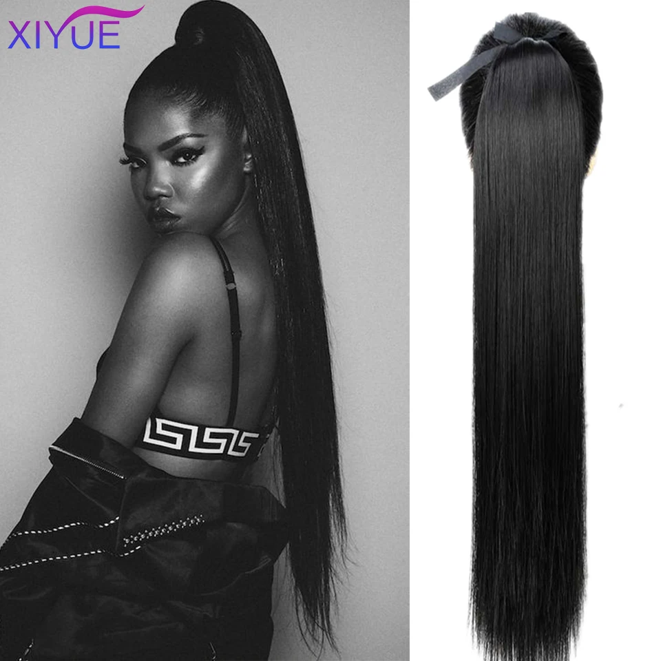 

85cm Super Long Silky Straight Synthetic Clip in Drawstring Ponytail Hairpieces for Women Hair Extension High Temperature Fiber