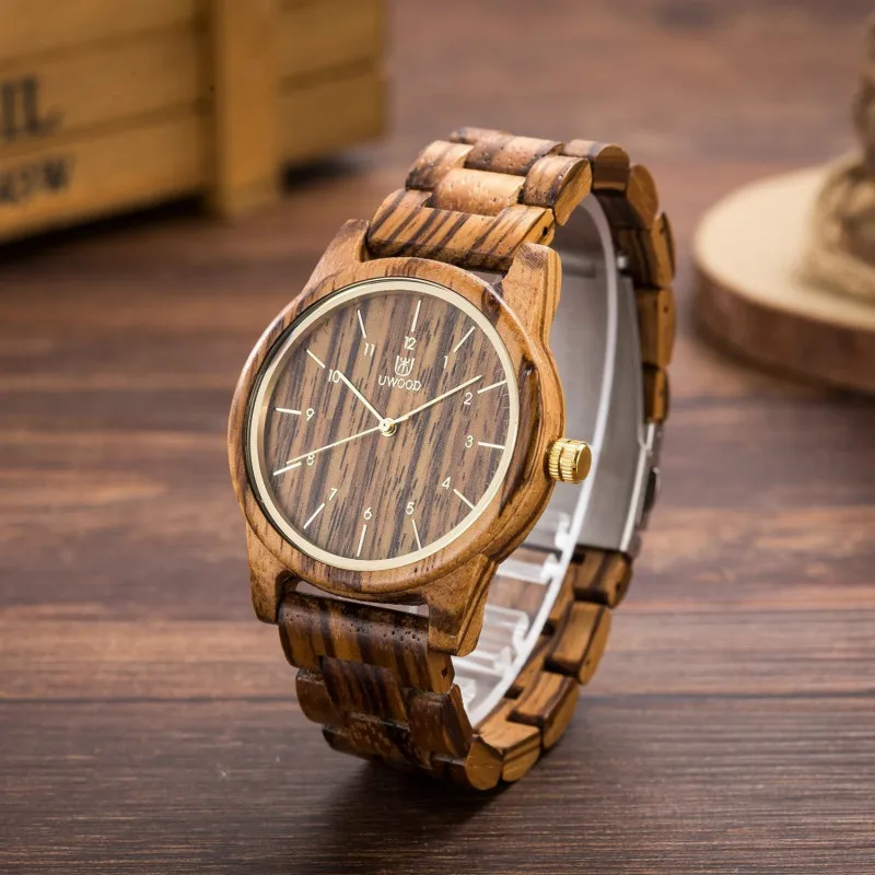 Фото Fashion Wood Watch Man Uwood Casual Elegant Luminous Quartz Wooden Wristwatch Luxury Brand Male Gifts For Men Relogio Masculino | Наручные