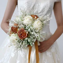 Fake Wedding Flowers Vintage Ivory Rose with Grown Yellow Bouquet 10inch Round Hochzeit Bouquet Matrimonio Accessoires Mariage 
Fake Wedding Flowers Vintage Ivory Rose with Grown Yellow Bouquet 10inch Round Hochzeit Bouquet Matrimonio Accessoires Mariage