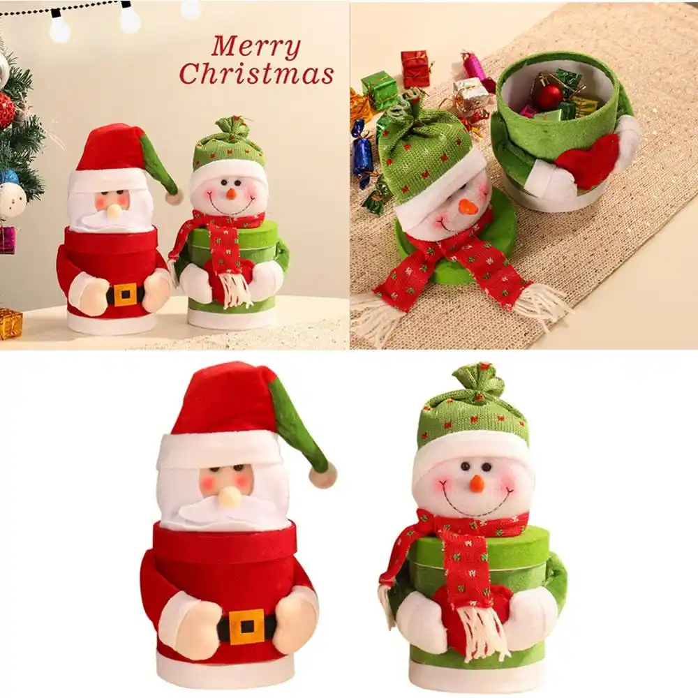 cute christmas candy jar snowman santa claus pattern candy jar