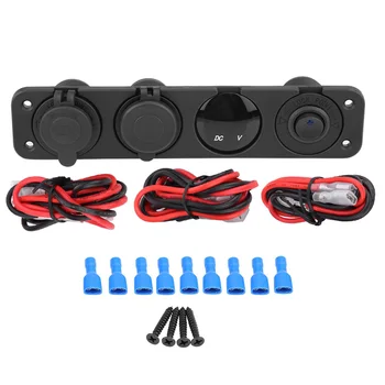 12-24V Universal Red LED Dual USB Charger Voltmeter Cigar Lighter Power Outlet 4 Hole Panel Switch fits for 12V Vehicle
12-24V Universal Red LED Dual USB Charger Voltmeter Cigar Lighter Power Outlet 4 Hole Panel Switch fits for 12V Vehicle