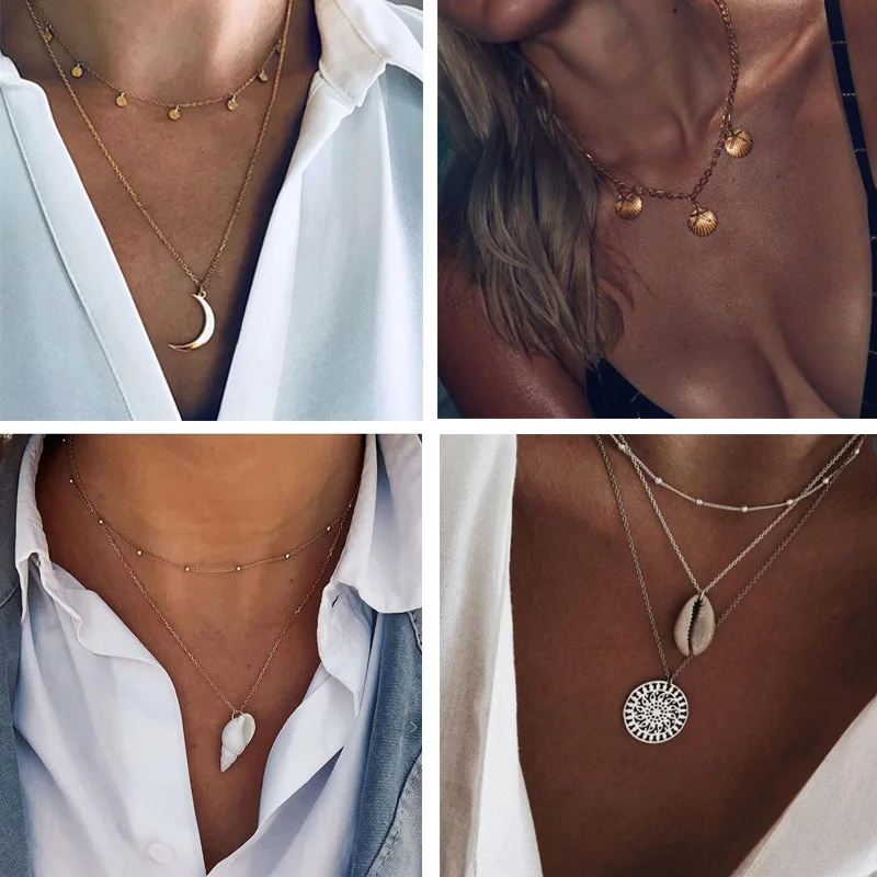 Bohemian Multilayer For Shell Pattern Pendant Necklaces Natural Sea Shell Gold Color Women Sea Shell Choker Necklace Jewelry New
Bohemian Multilayer For Shell Pattern Pendant Necklaces Natural Sea Shell Gold Color Women Sea Shell Choker Necklace Jewelry New