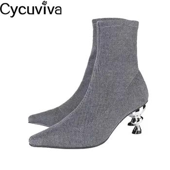 Chic Sliver Stretch Slim Boots Conical Mid Heel Sock Boots Women Concise Slip On Mid Calf Party Boots Women Runway Winter Shoes
Chic Sliver Stretch Slim Boots Conical Mid Heel Sock Boots Women Concise Slip On Mid Calf Party Boots Women Runway Winter Shoes