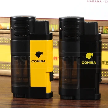 COHIBA Torch Lighter Gas 4 Jet Blue Flame Refilling Butane Cigarette Lighters Windproof Pocket Cigar Lighter Gift Box Packaging
COHIBA Torch Lighter Gas 4 Jet Blue Flame Refilling Butane Cigarette Lighters Windproof Pocket Cigar Lighter Gift Box Packaging