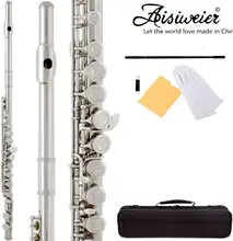 16 חורים C מפתח חליל Cupronickel ניקל כסף מצופה קונצרט חליל עם ניקוי בד מקל כפפות מברג מרופד תיק(China)