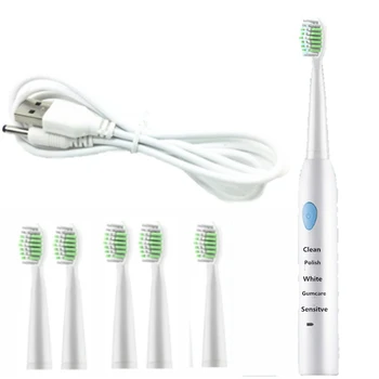5 Modes Electric Toothbrush USB Charge Rechargeable Tooth Brushes with 6 Pcs Replacement Heads Timer Brush
5 Modes Electric Toothbrush USB Charge Rechargeable Tooth Brushes with 6 Pcs Replacement Heads Timer Brush