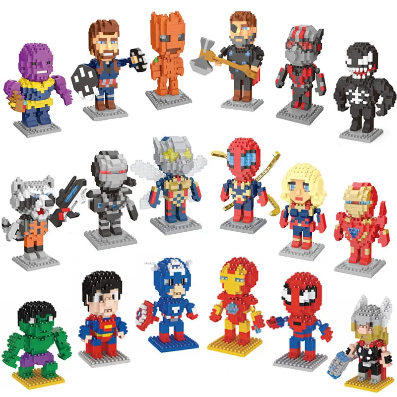 New Mini block Super Hero Action Figures Micro-block Deadpool Spiderman Black Panther Venom Diamond Building Block Toy For Kid
New Mini block Super Hero Action Figures Micro-block Deadpool Spiderman Black Panther Venom Diamond Building Block Toy For Kid
