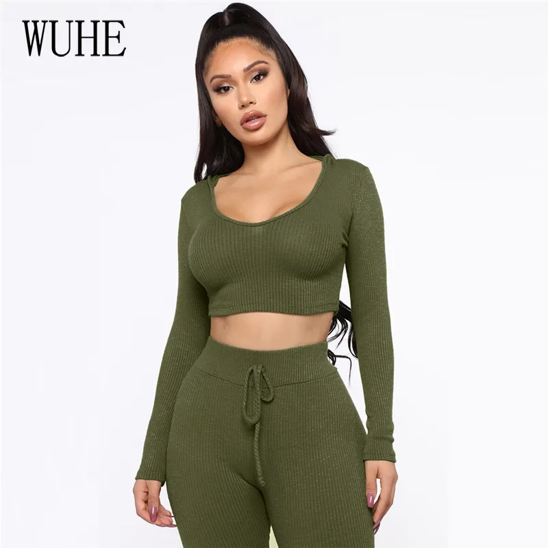 WUHE Ribbed Knitted Hooded Two Piece Set Casual Women Tracksuits Autumn Long Sleeve Crop Tops + High Waist Sporty Jogger Pants
WUHE Ribbed Knitted Hooded Two Piece Set Casual Women Tracksuits Autumn Long Sleeve Crop Tops + High Waist Sporty Jogger Pants