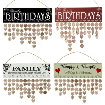 

Family Birthday Reminder Wooden Calendar New Year Advent Event Calendrier Plaque Board Hanging DIY Home Wall Decoration