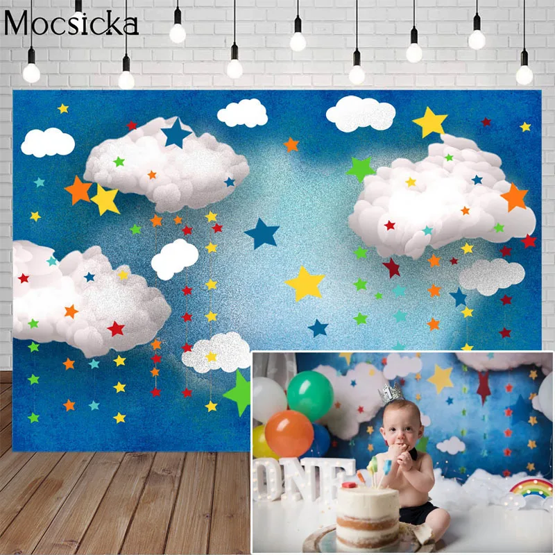 Mocsicka Blue Sky White Clouds Photography Background Newborn Colorful Stars Backdrop Children Portrait Decoration Props Studio
Mocsicka Blue Sky White Clouds Photography Background Newborn Colorful Stars Backdrop Children Portrait Decoration Props Studio